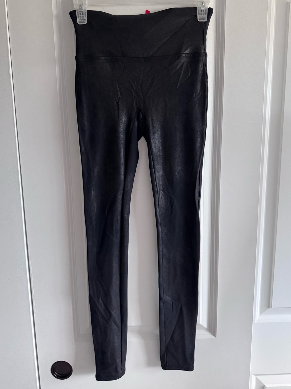 SPANX Black High-Waist Faux-Leather Leggings